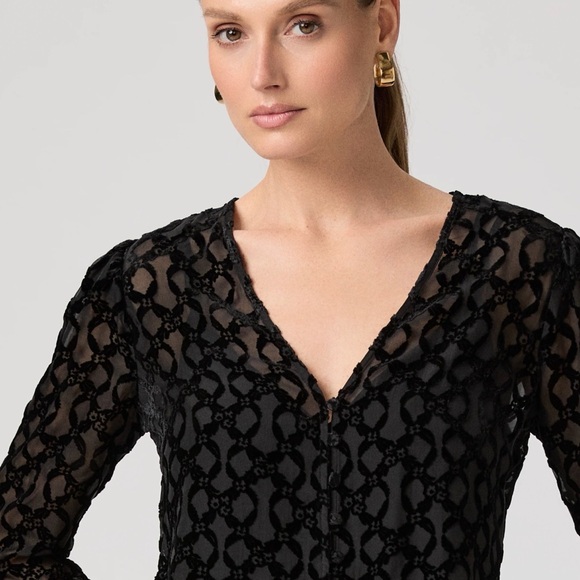 PAIGE Amaya Black Sheer Silk Blend Blouse - Picture 6 of 14